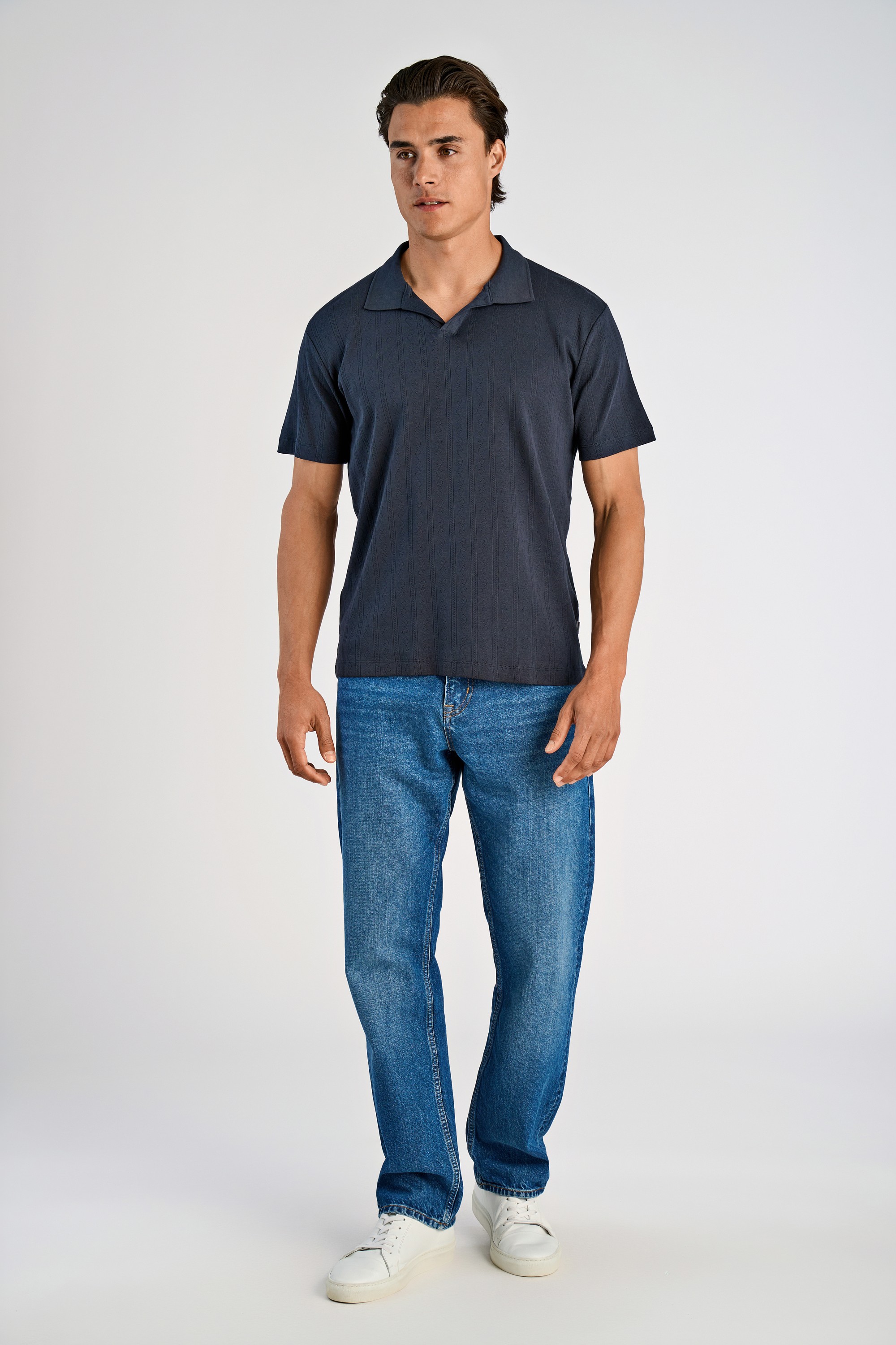 Jacquard Vneck Polo S/S
