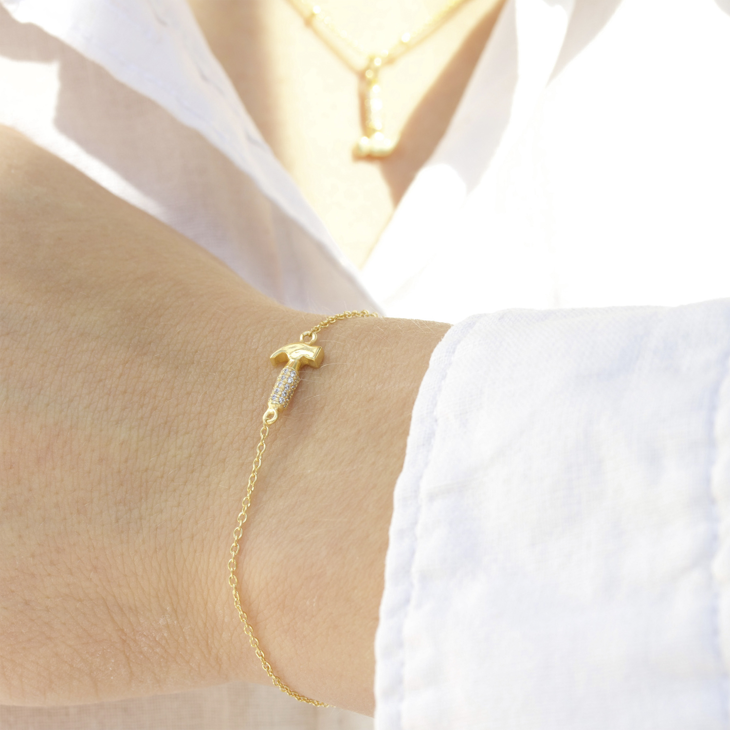 Hammer Bracelet Vermeil (925 Sterling Silver Gold Plated 2. 5 Micron)