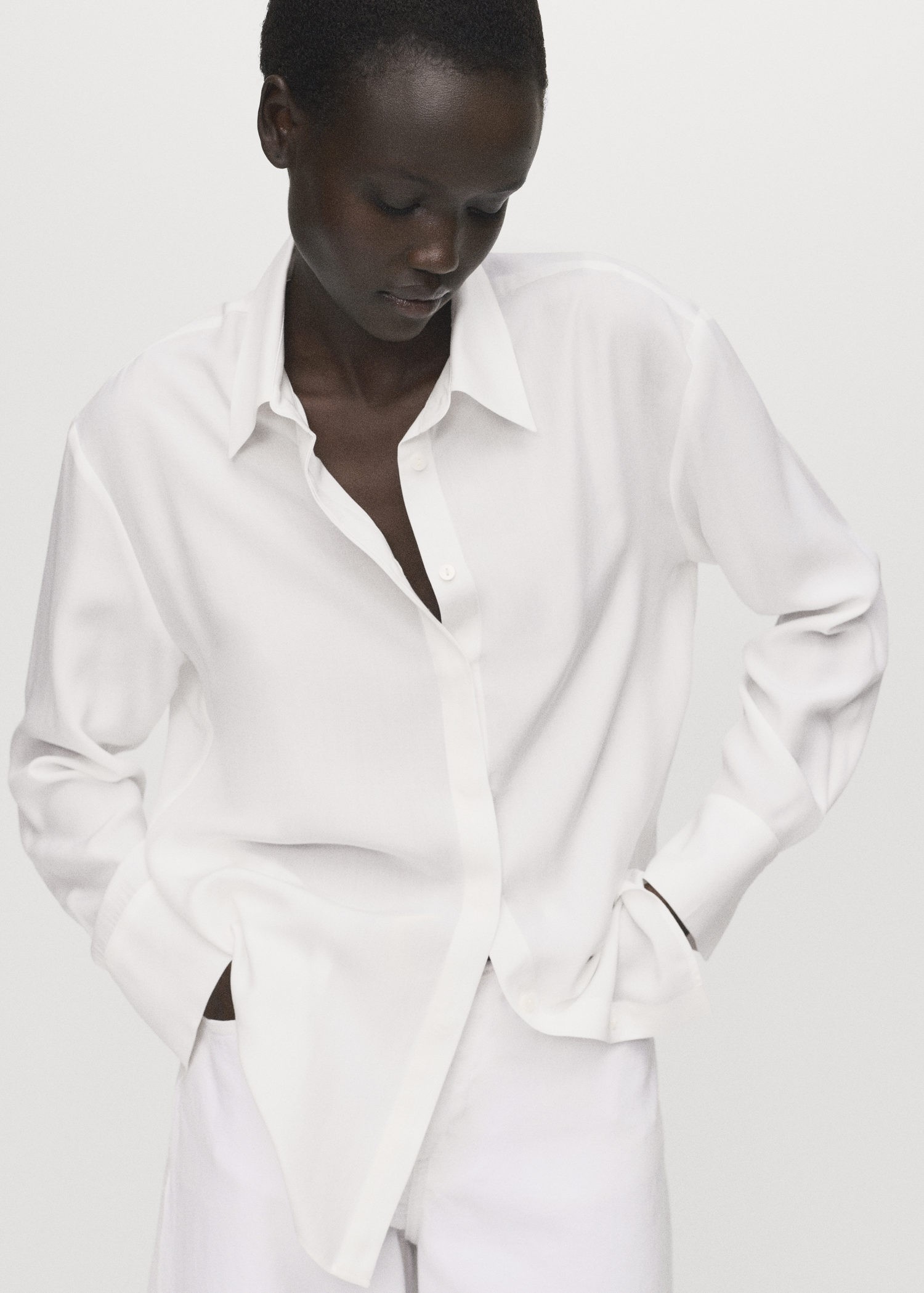 Lyocell Shirt With Hidden Buttons