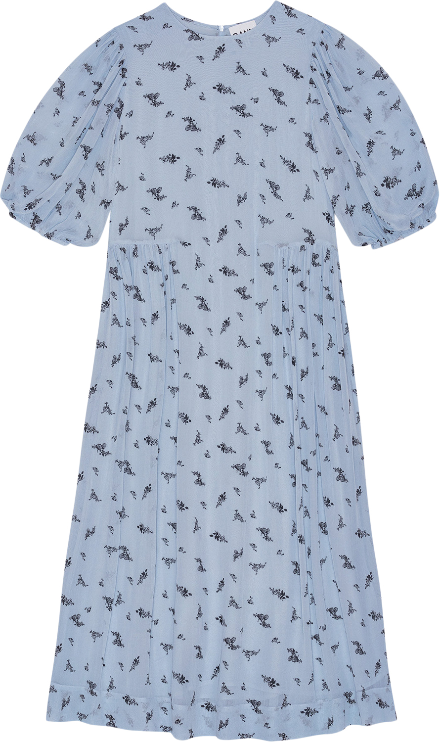 Printed Georgette Puff Sleeve Midi