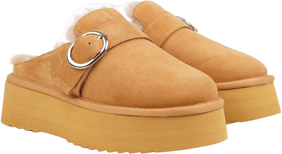 Viso Calf Suede Mules With Shearling