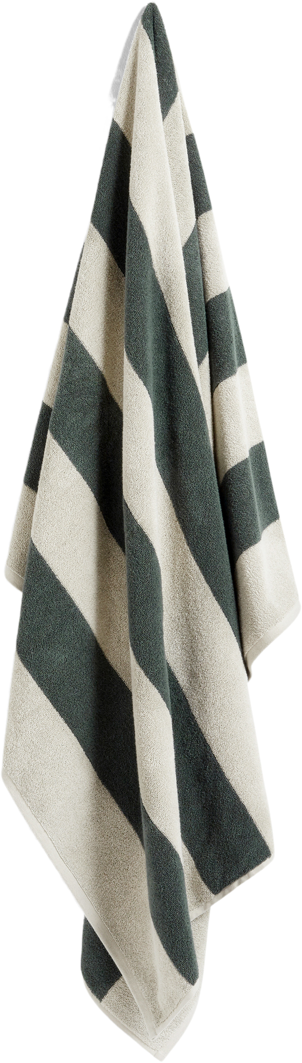 Frotté Stripe Badehåndklæde Mørkegrøn