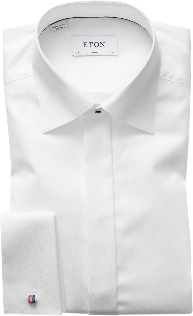 White Twill Tuxedo Shirt Slim Fit
