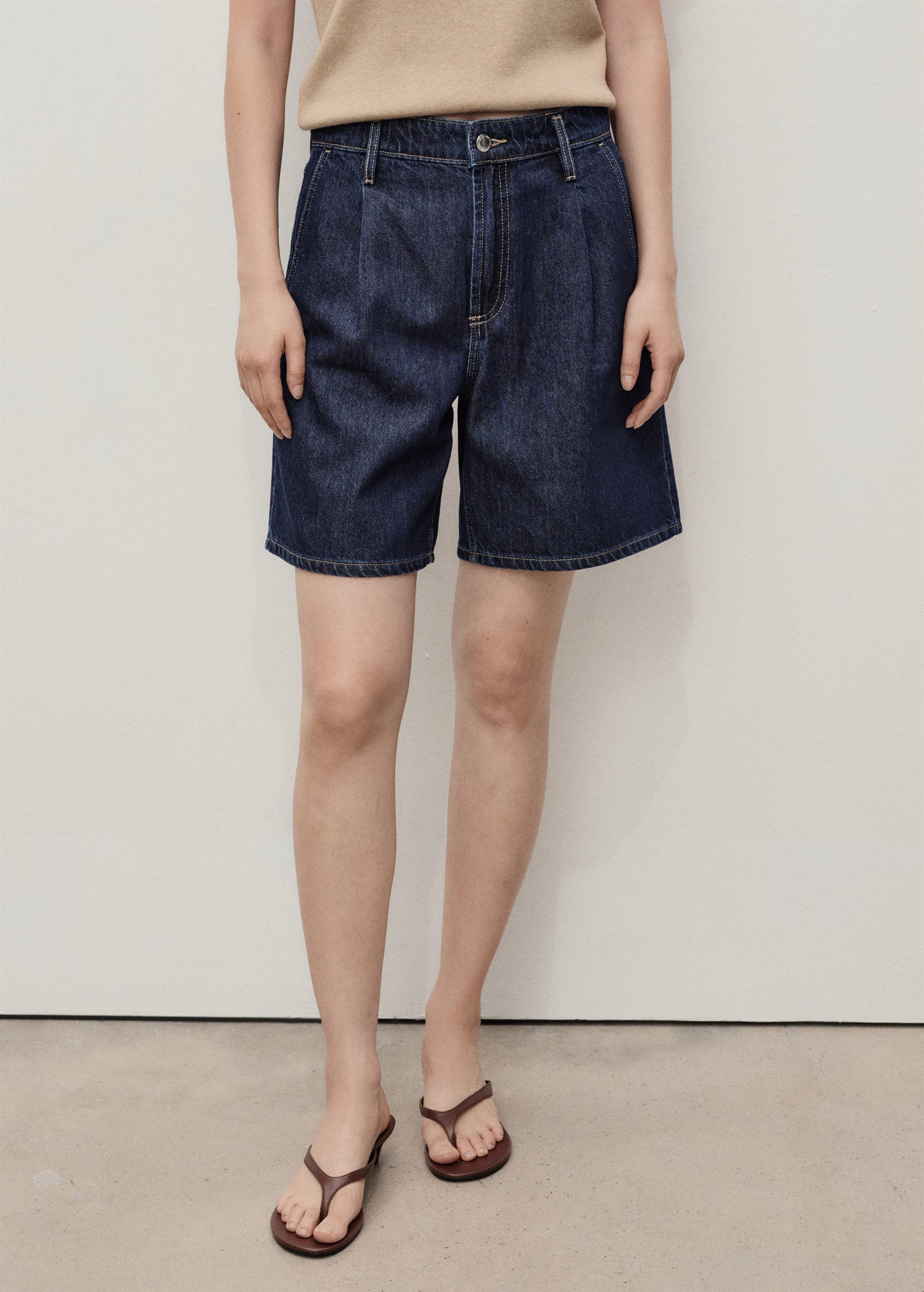 Midrise Denim Bermuda Shorts With