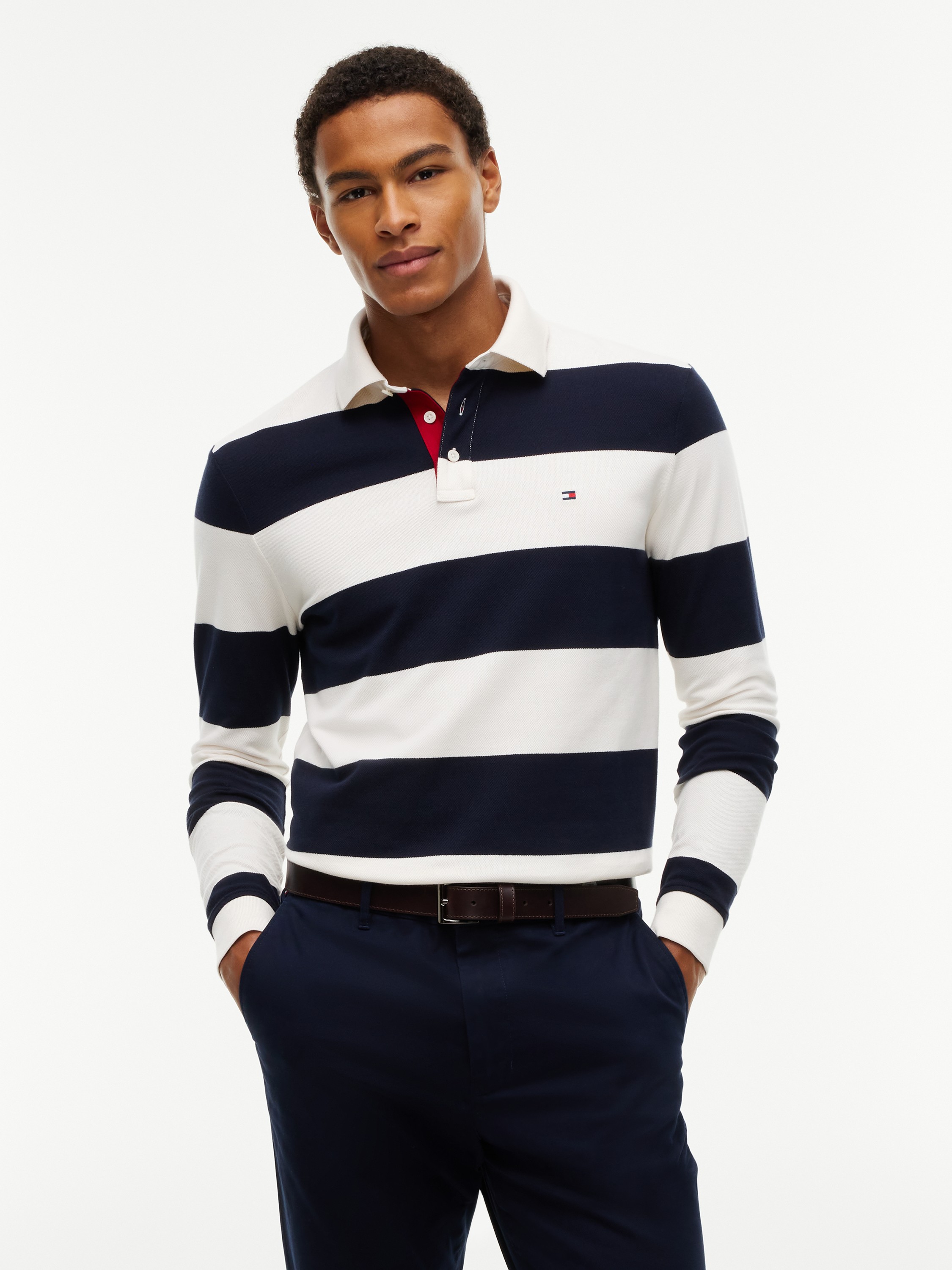 Rugby Stripe Long Sleeve Polo Shirt