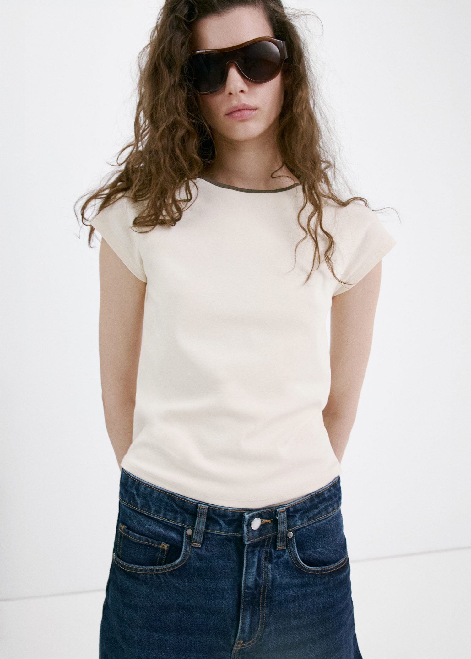 Cotton Tshirt With Contrast Piping