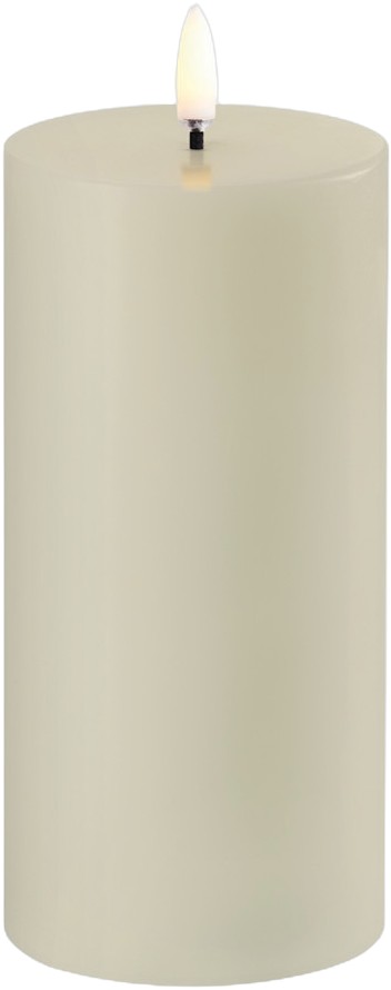 LED Pillar Candle, Oyster Grey, Smooth, 7,8×15 cm