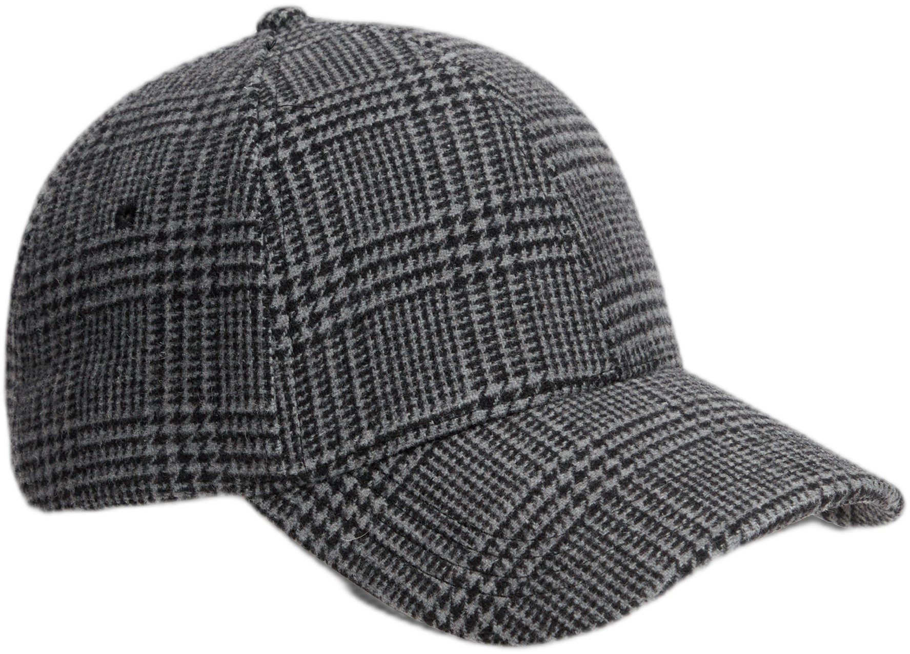Check Wool Blend Baseball Cap