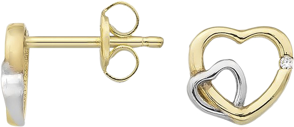 Double Heart Ørestikker 8 Kt.