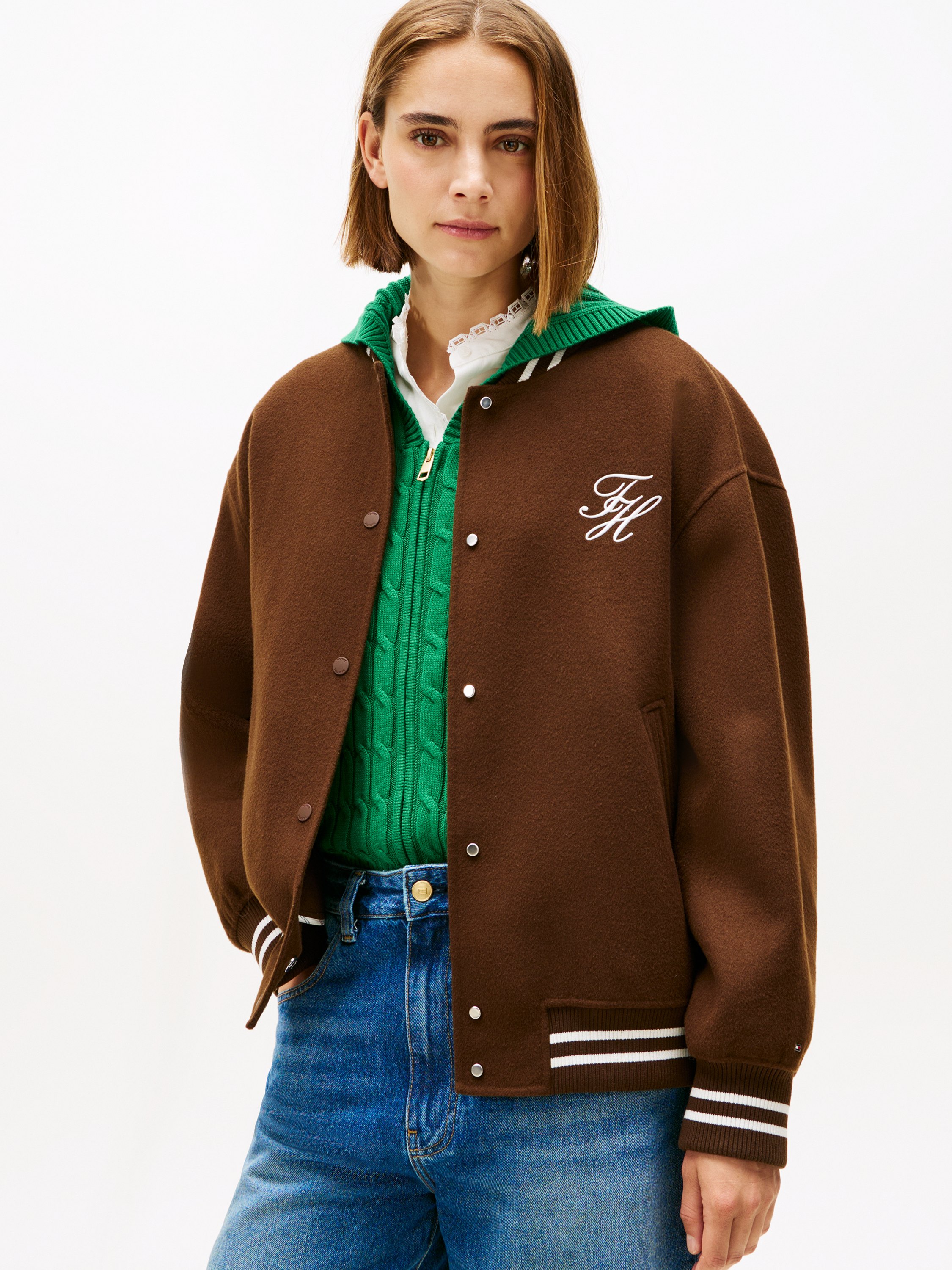 Doublefaced Wool Blend Bomber Jacket