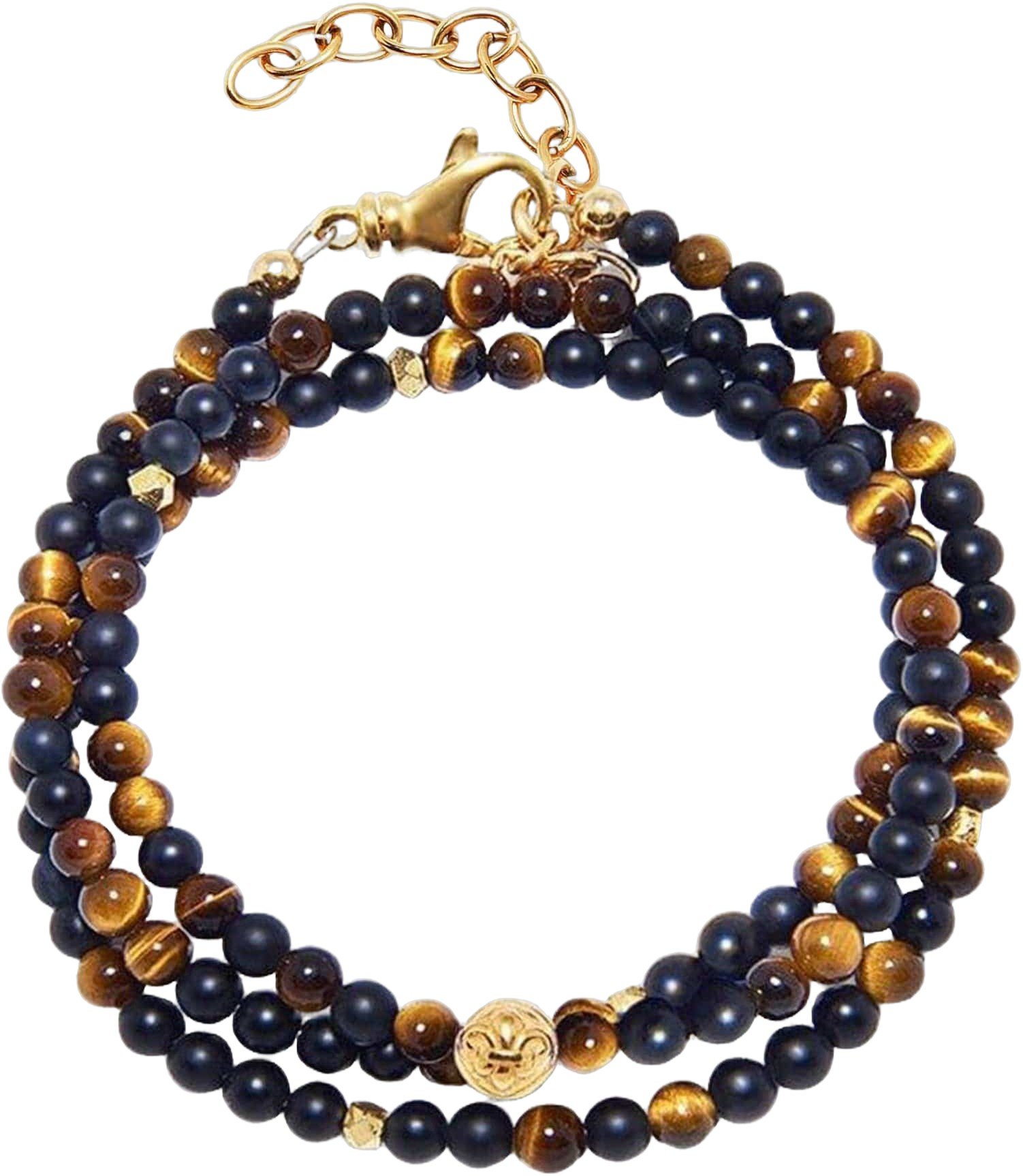 The Mykonos Collection Brown Tiger Eye, Matte Onyx, and Gold