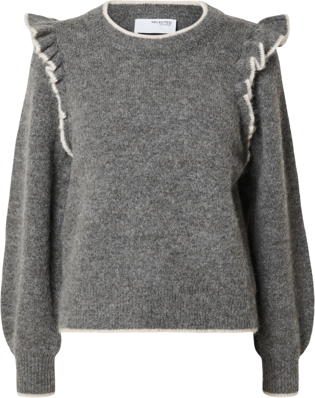 Slfalva Frills Ls Alpaca Blend Knit Oneck