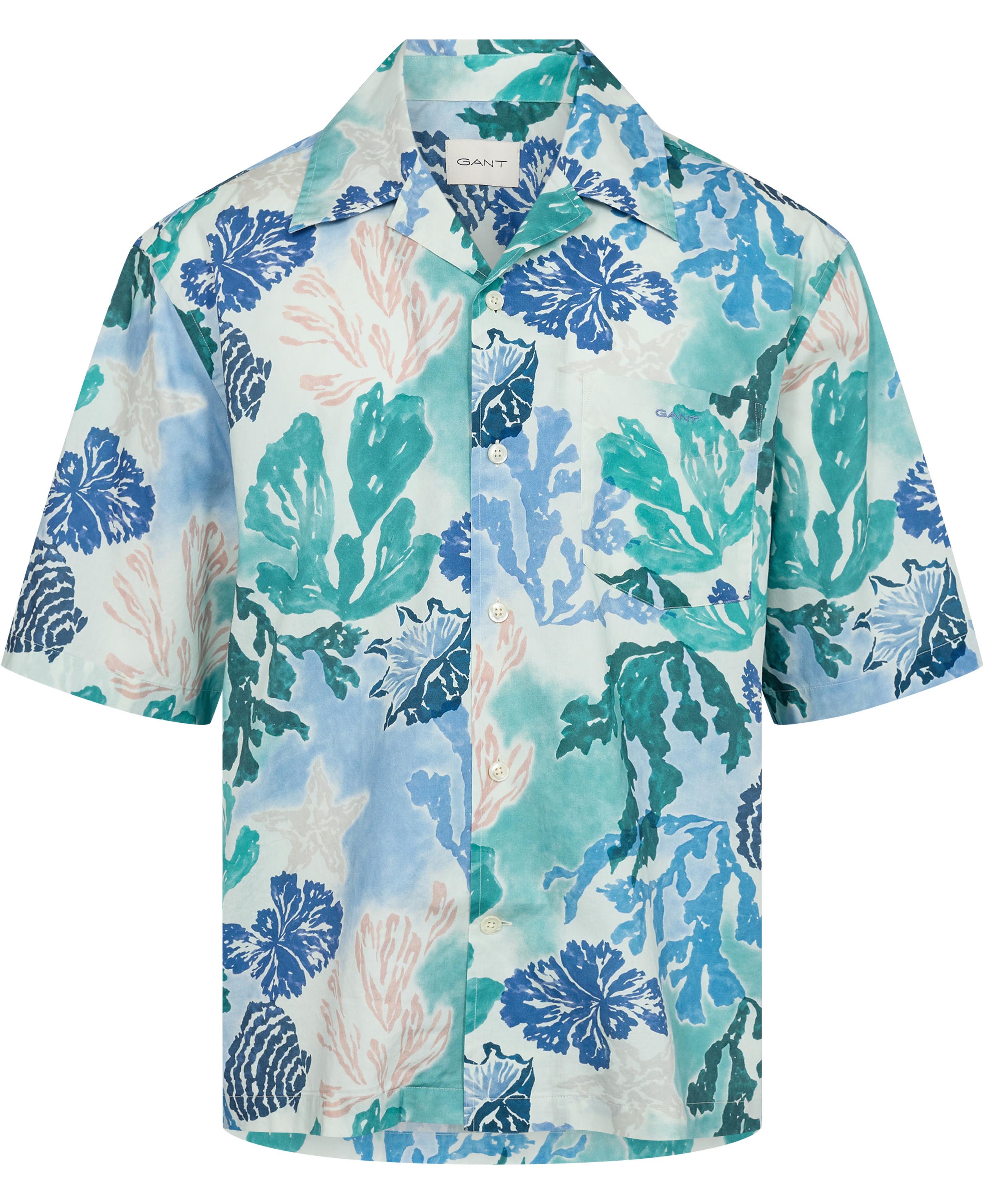 Rel Camp Collar Sea Print Ss Shirt