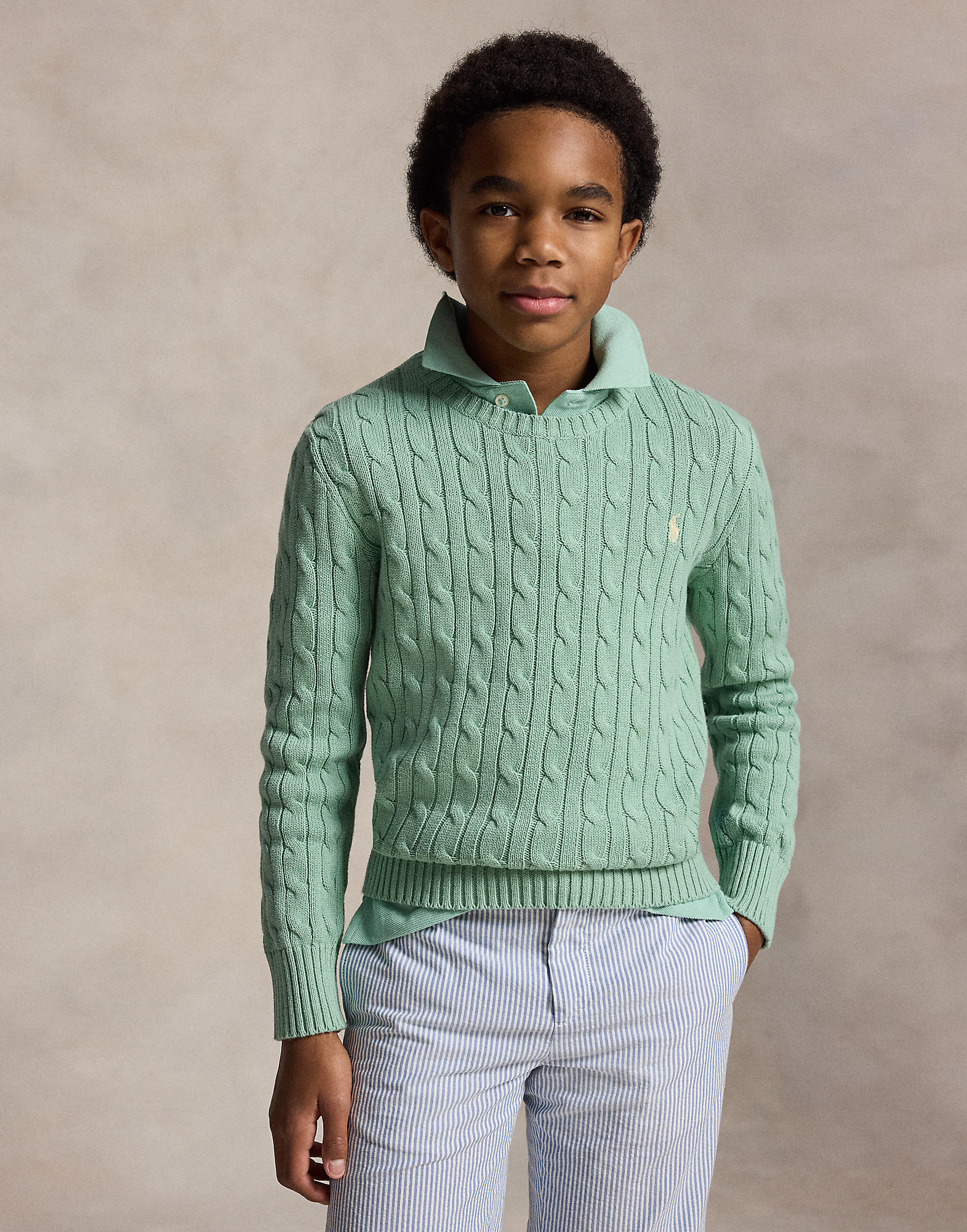 Cableknit Cotton Sweater Teens