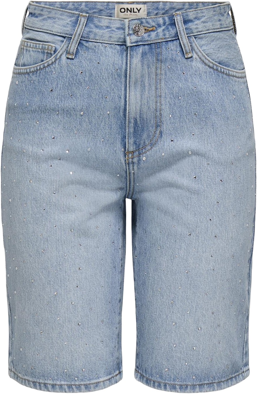 Onlsonny HW Wide Rhinst DNM Shorts