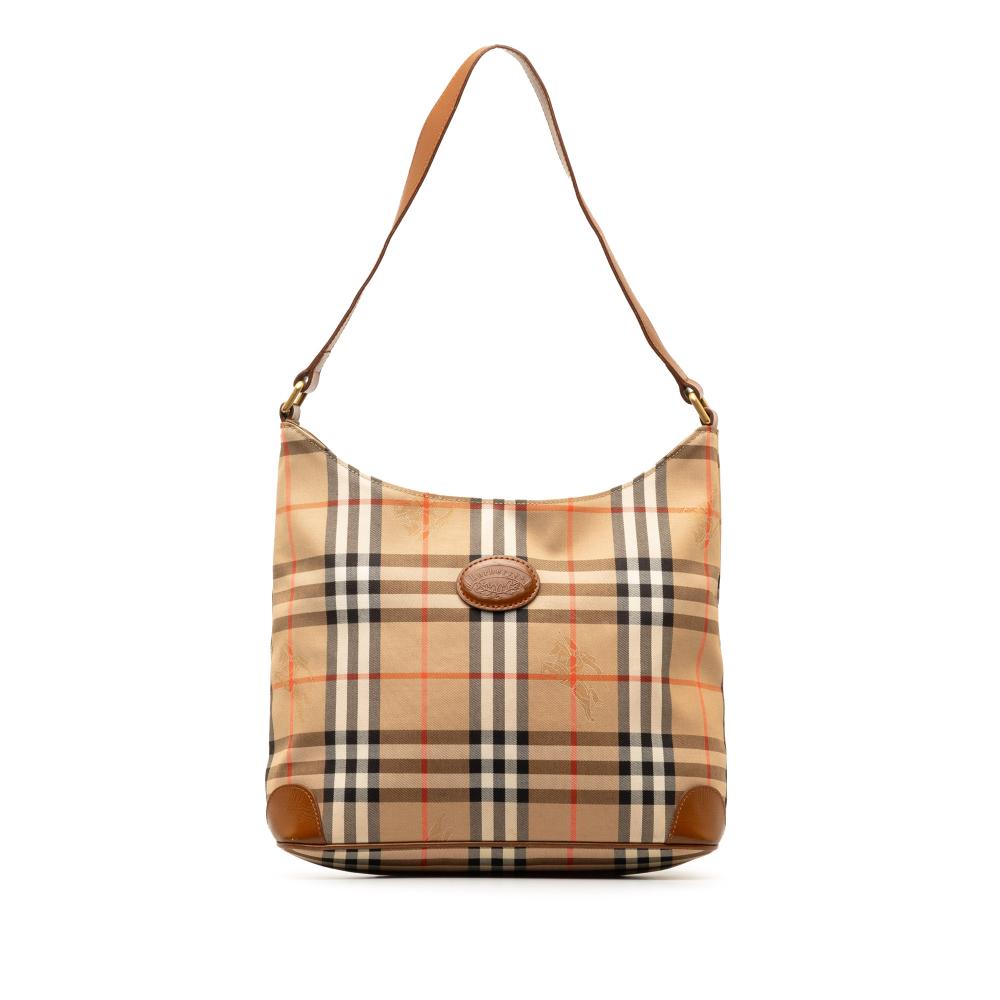Burberry Vintage Brown Shoulder Bag i Canvas og Læder