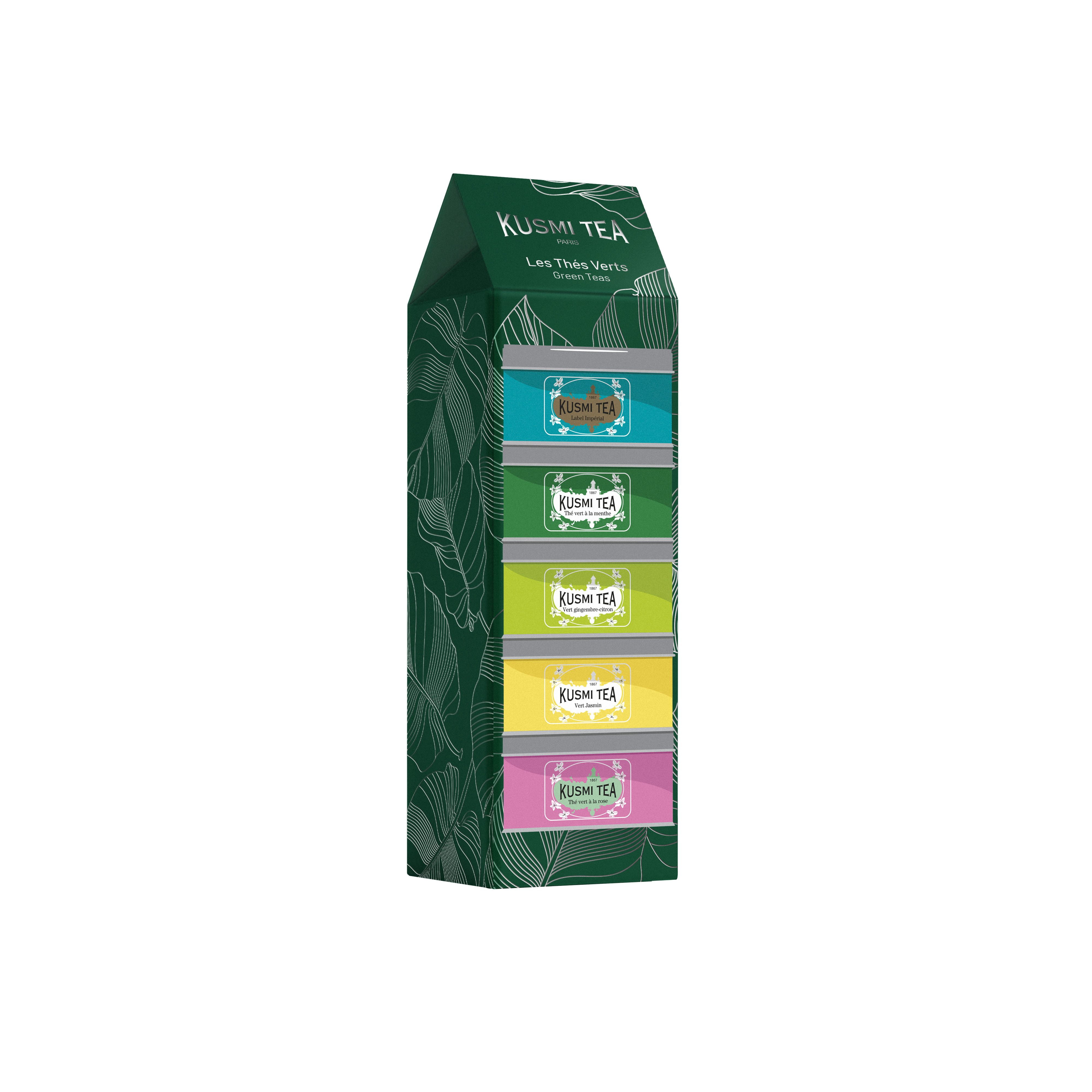Organic Green Teas Assortment 5 Metal tin – 100g