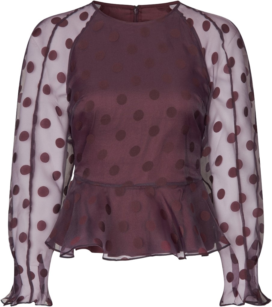 2069 Organza, Sheer Peplum Top