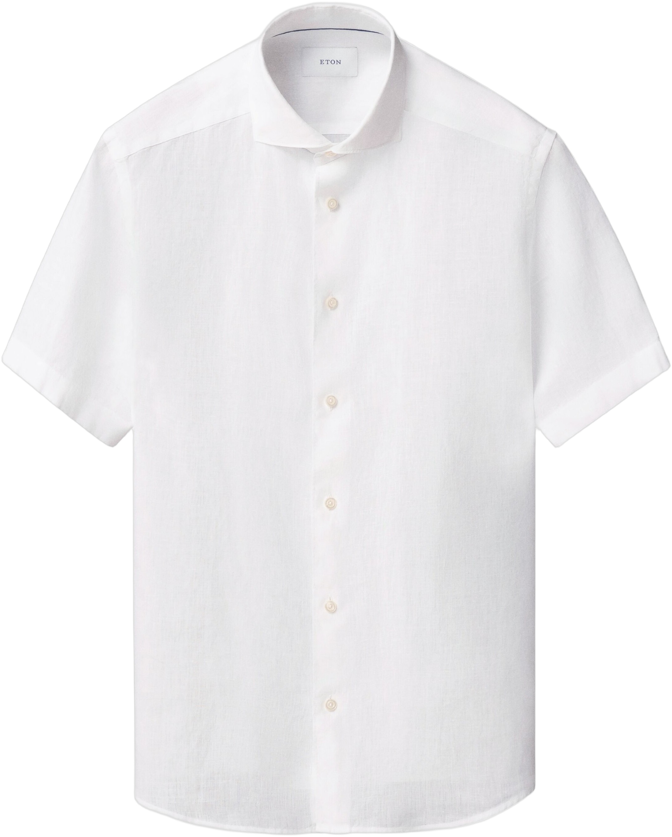 Regular Fit White Solid Short Sleeve Linen Shirt