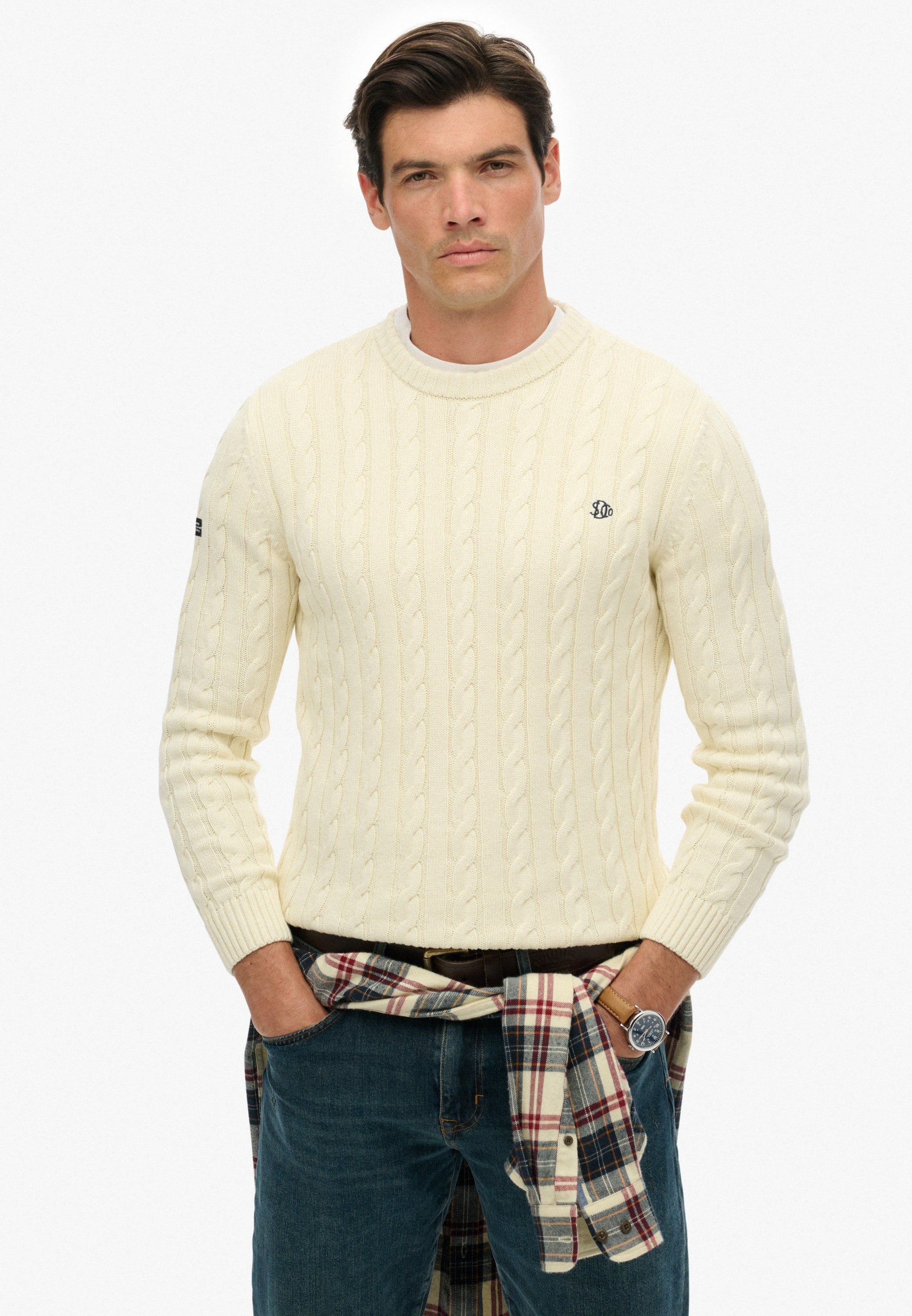 Cotton Cable Knit Crew