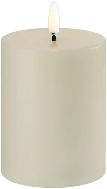 LED Pillar Candle, Oyster Grey, Smooth, 7,8×10 cm