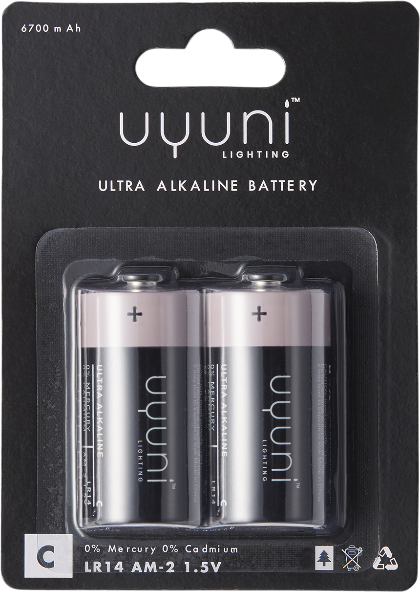 C Battery, 1,5V, 6700 mAh 2 Pack