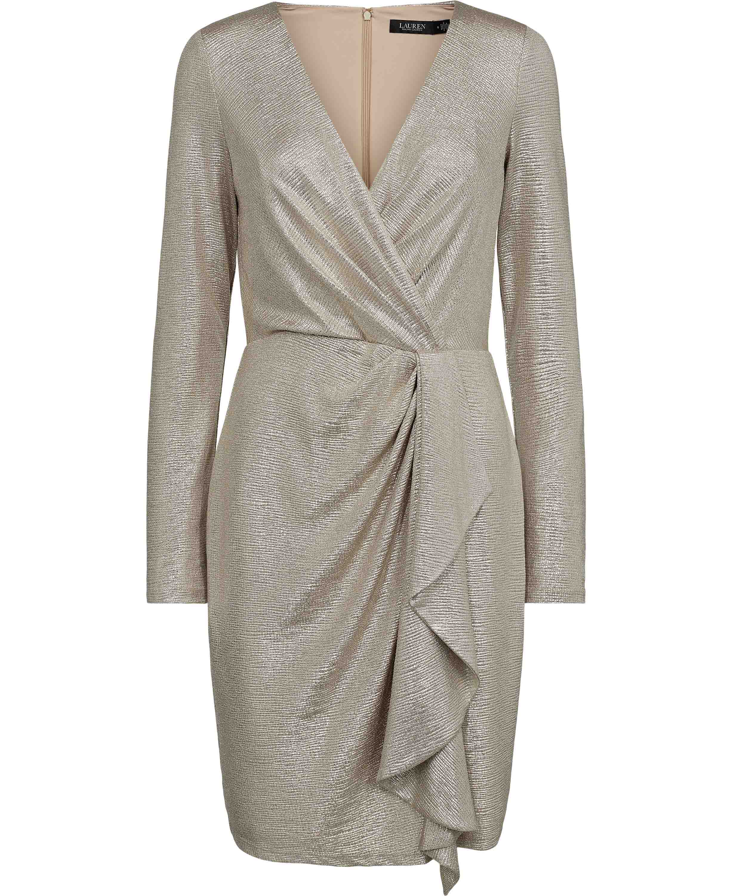 Metallic Knit Surplice Cocktail Dress