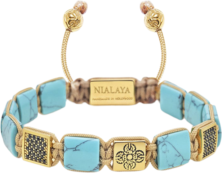 The Dorje Flatbead Collection Turquoise and Gold Plated