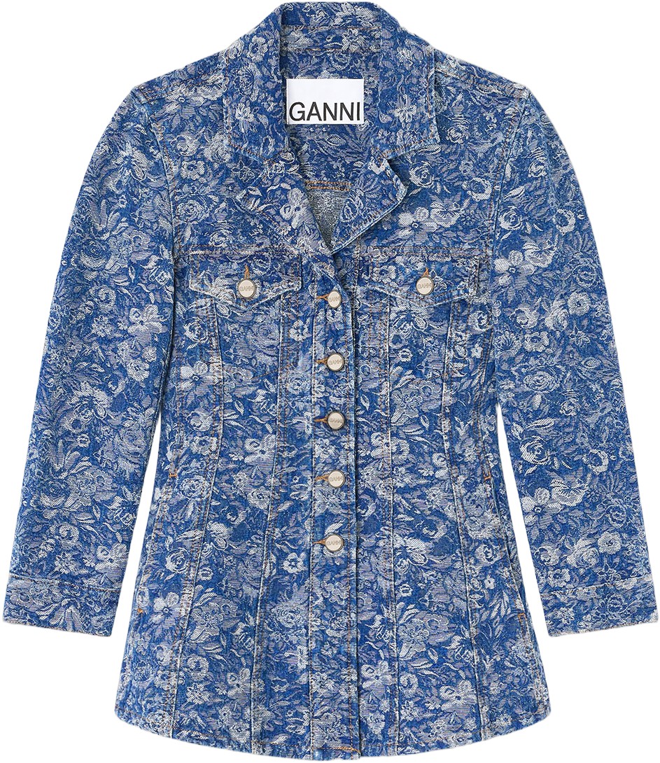 Tapestry Denim Fitted Blazer