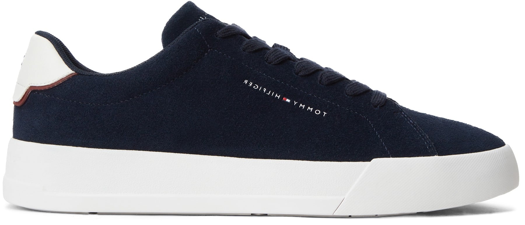 Suede Contrast Heel Court Trainers