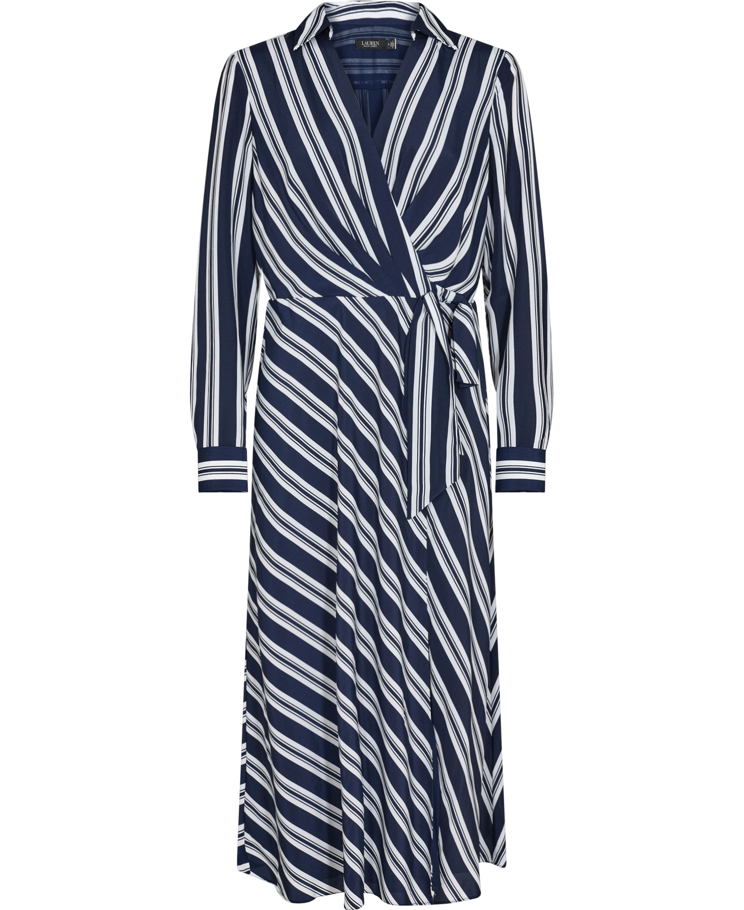 Striped Tiefront Crepe Midi Dress