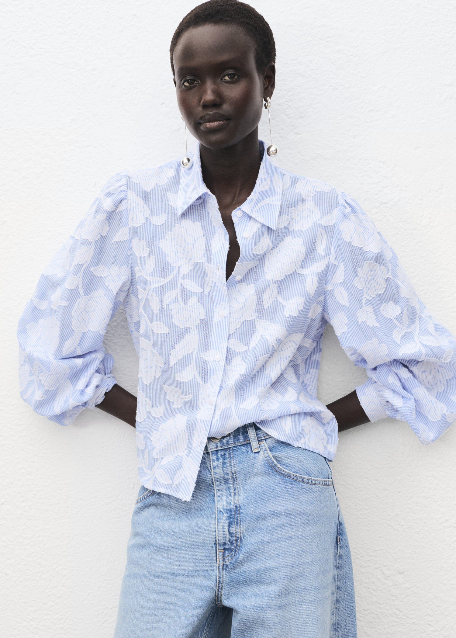 Striped Shirt With Embroidered Deta