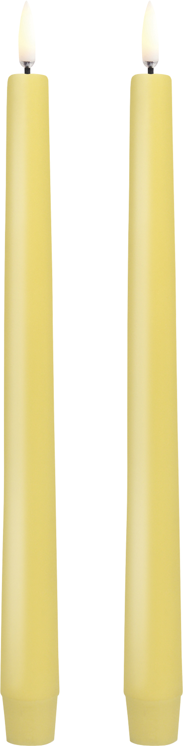 LED Taper Candle, Wheat Yellow, Smooth, 2pack, 2,3x25 cm - DKK 269