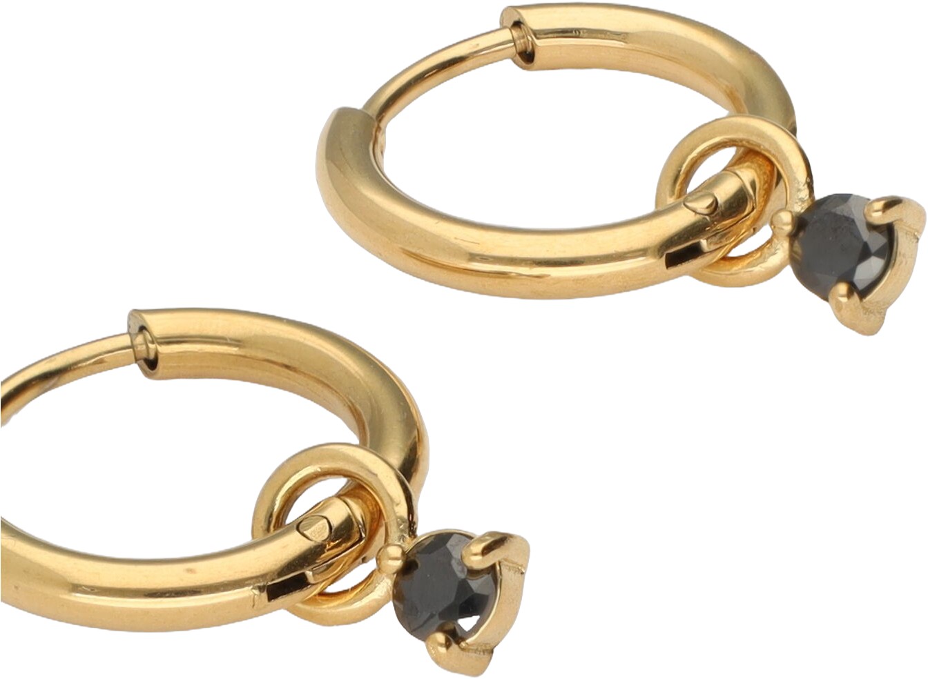 Earring Mini Hoop Black Strass