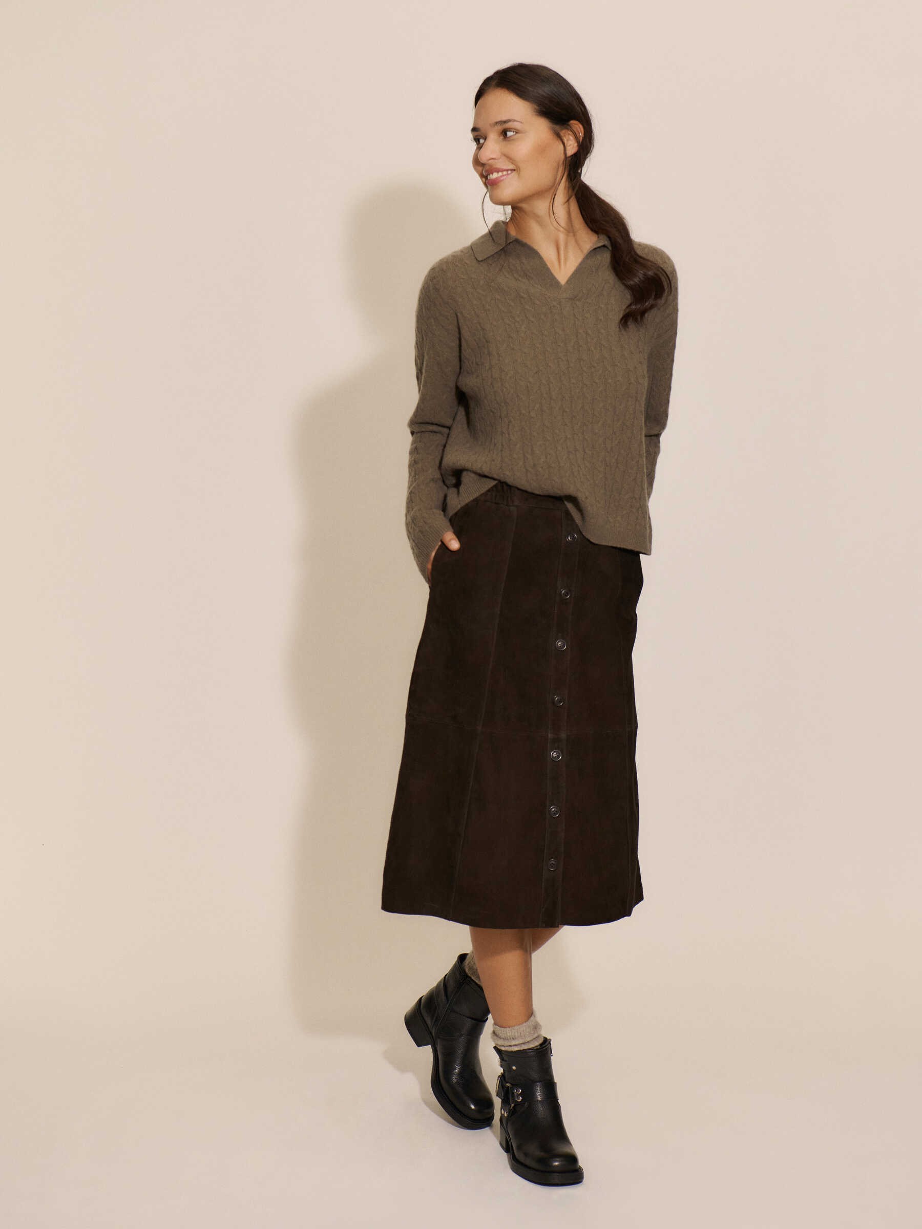 Rwnellie Suede Midi Skirt