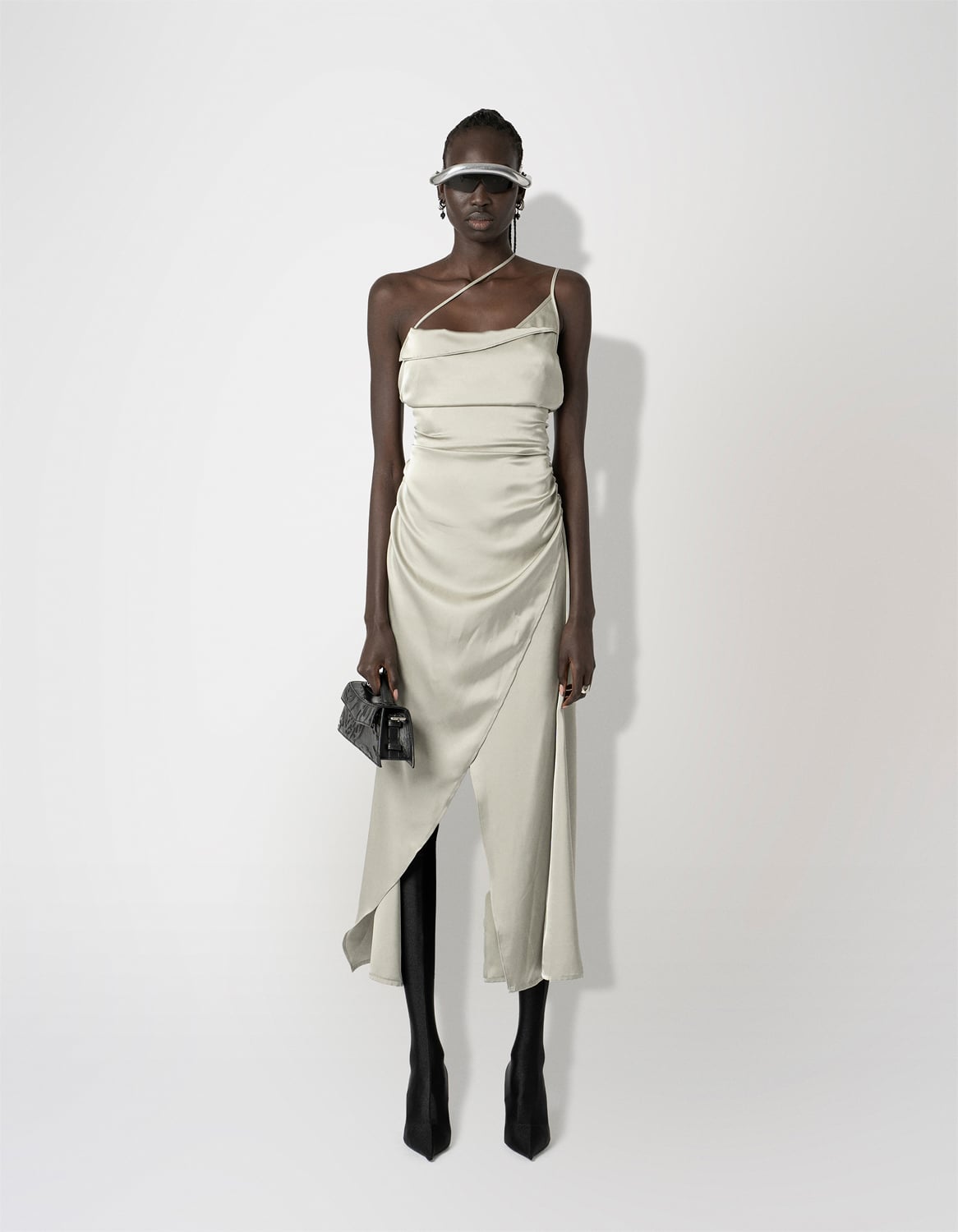 Satin Asymmetric Slip Dress