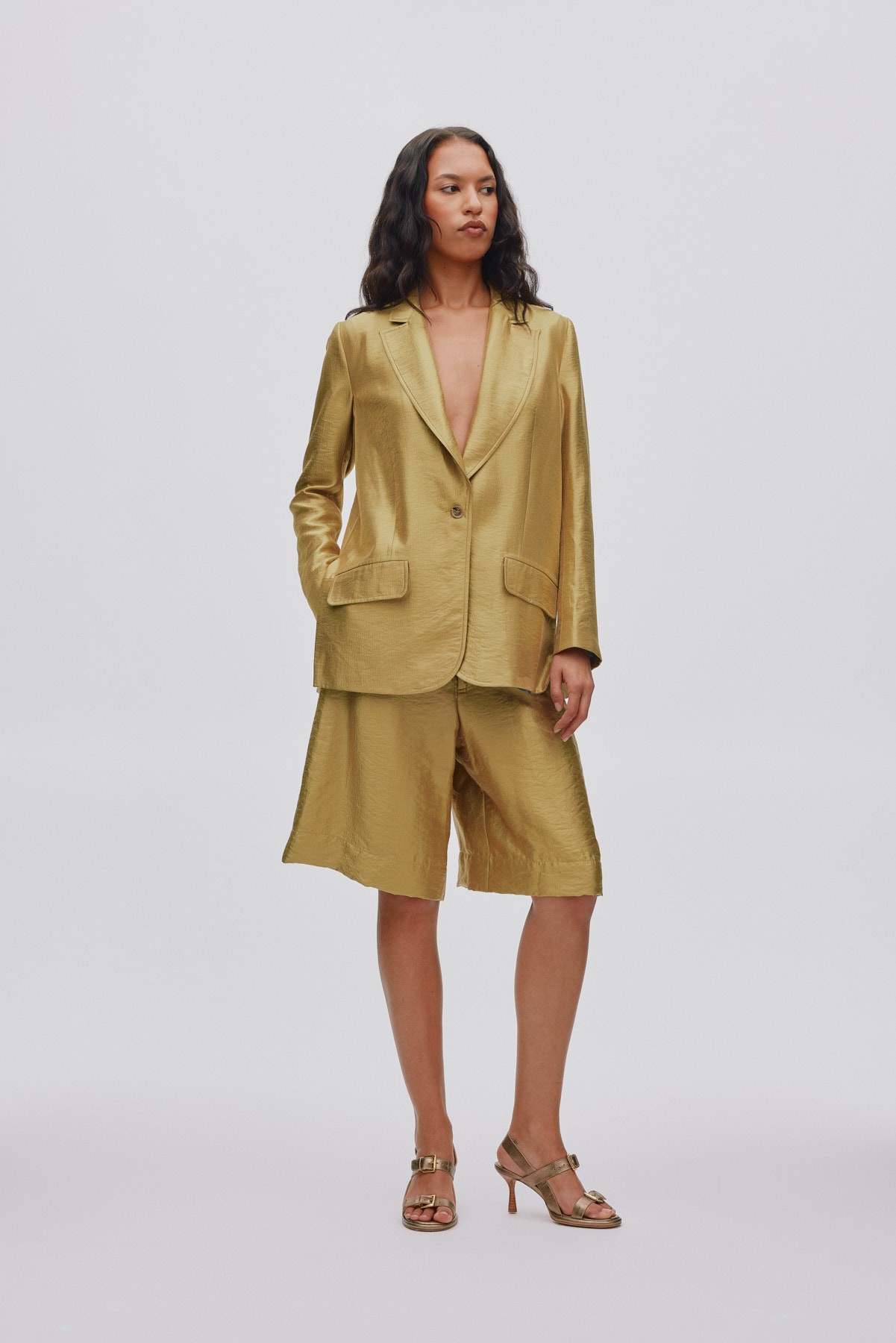 Woven Gold Shorts Feliza