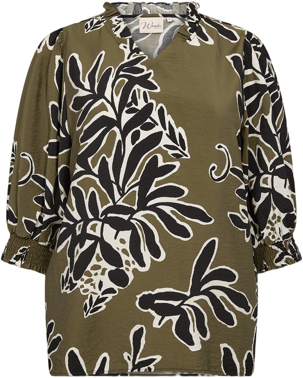 Curvy Walinnea 2 Bluse Oliven