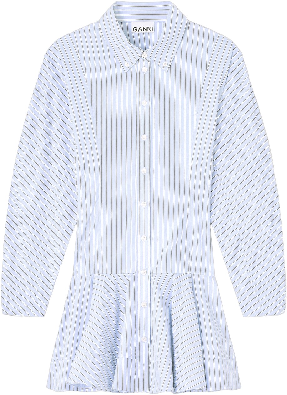 Stripe Cotton Buttoned Mini Dress