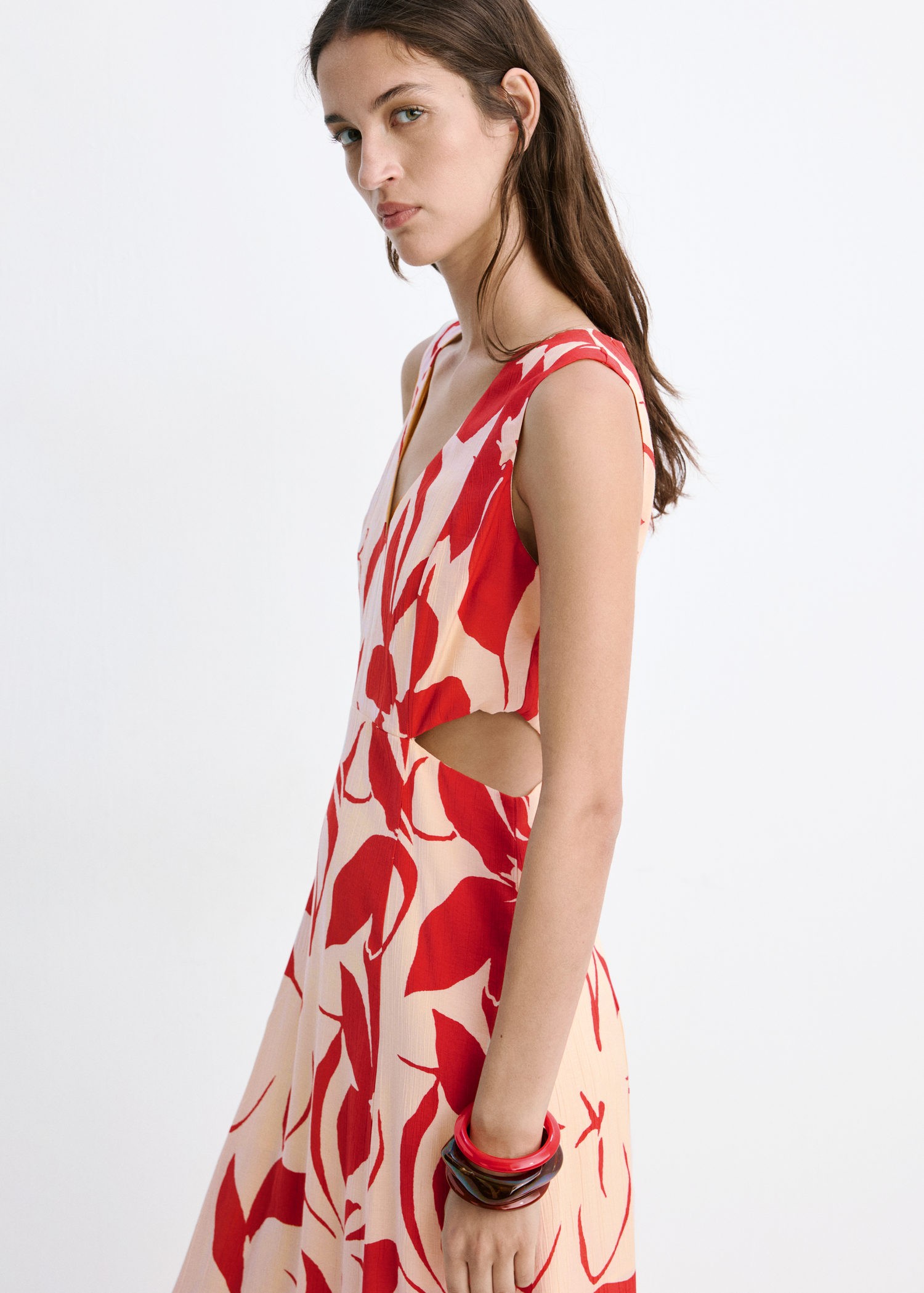 Floral Print Cutout Dress