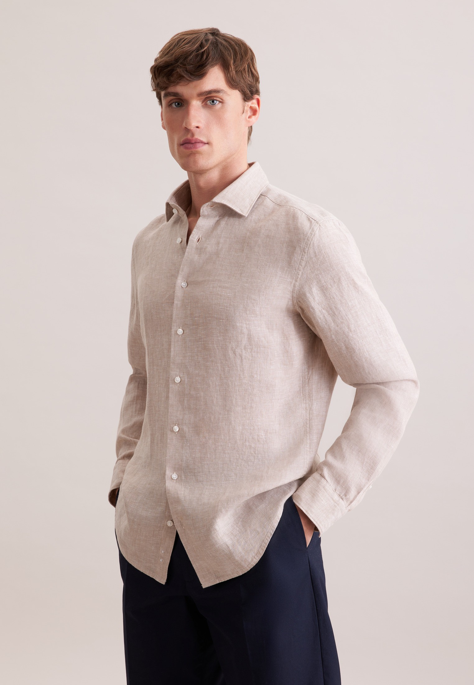 Linen Shirt Slim 1/1 Kentcollar Uni