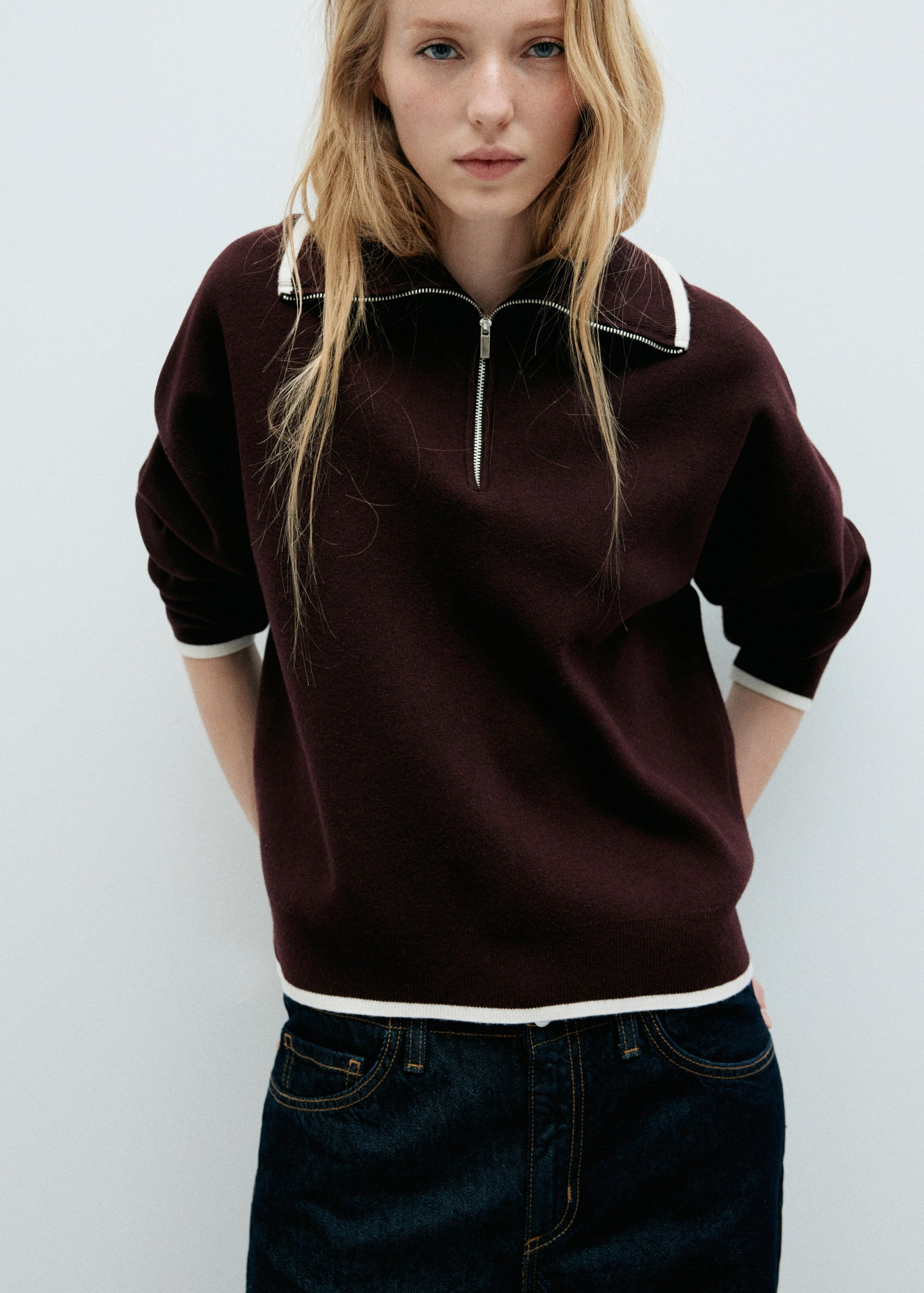 Polo Neck Jumper With Contrasting s