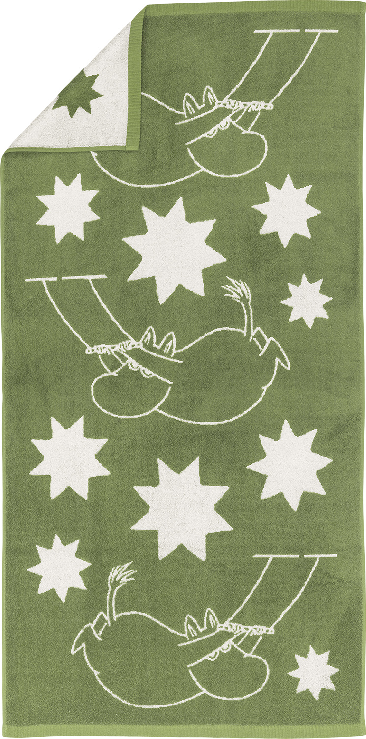 Moomin Arabia Badehåndklæde 70×140, Stjerner Grøn