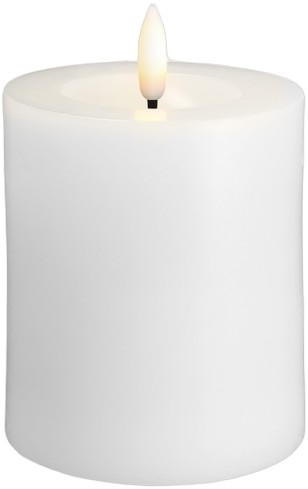 Moods & More LED Pillar Candles, Silk, Melted, Classic whi