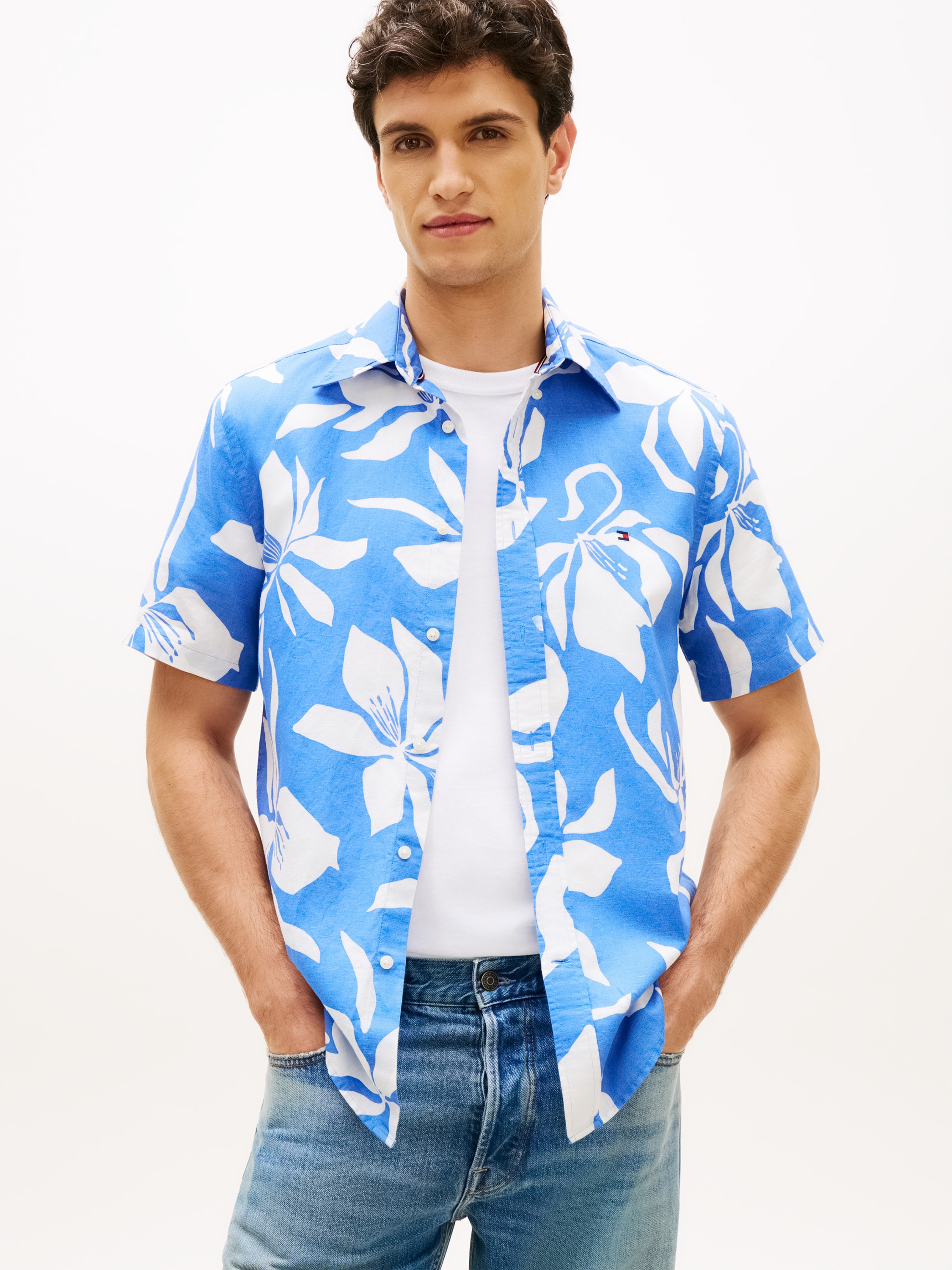 Regular Fit Linen Blend Short Sleeve Shirt