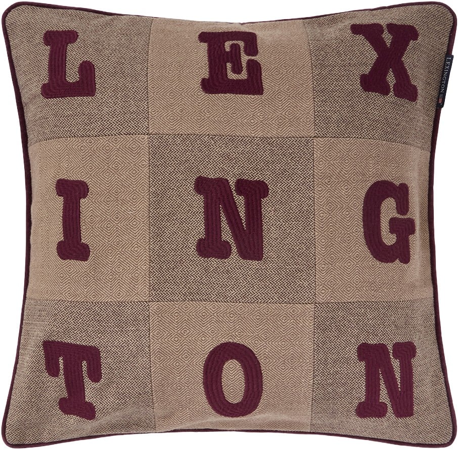 Letter Patch Tweed Organic Cotton Pillow Cover