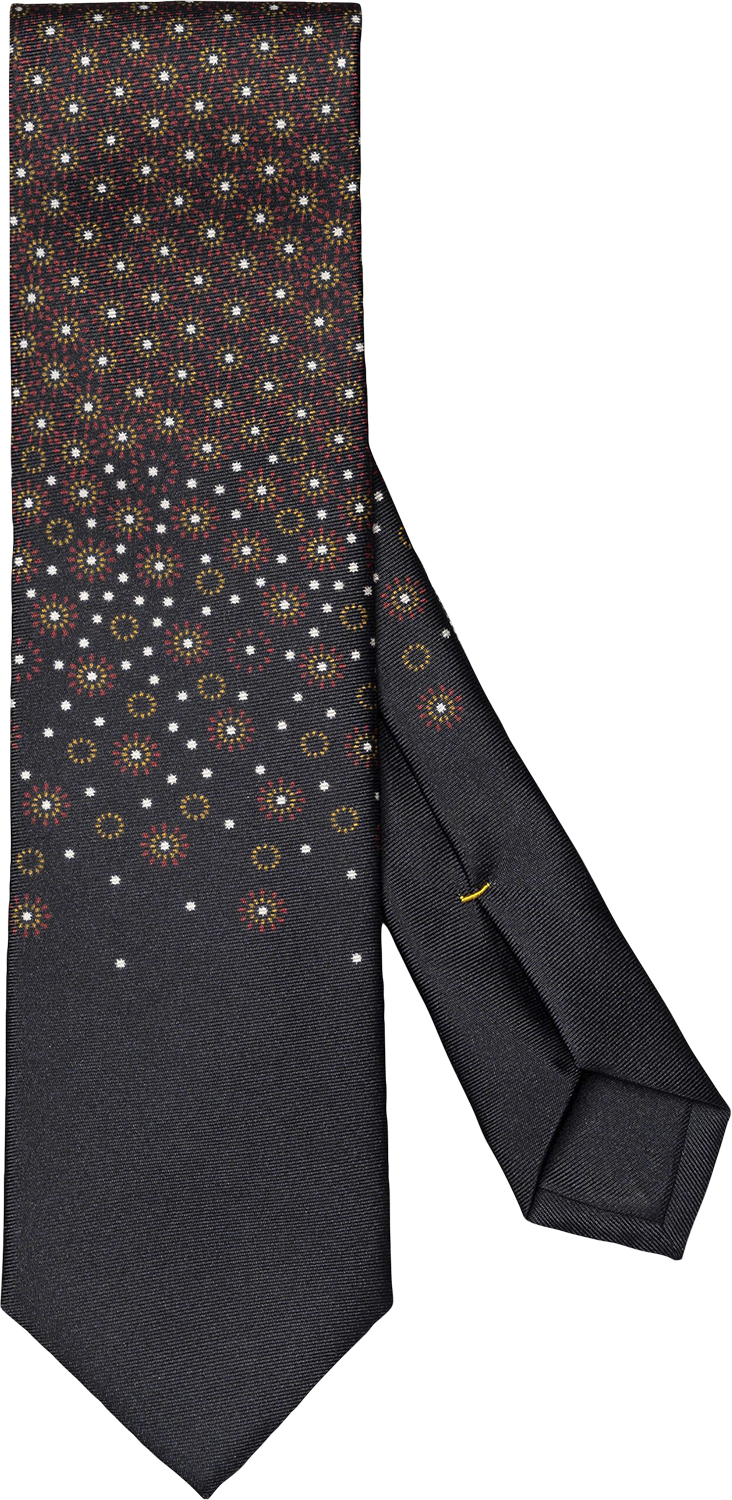 Dark Blue Floral Print Silk Tie