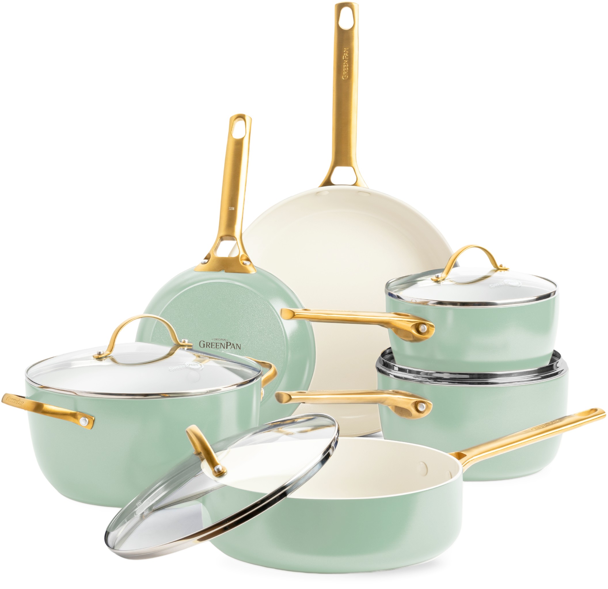 Greenpan Padova Cookware set 610pcs Patel Green