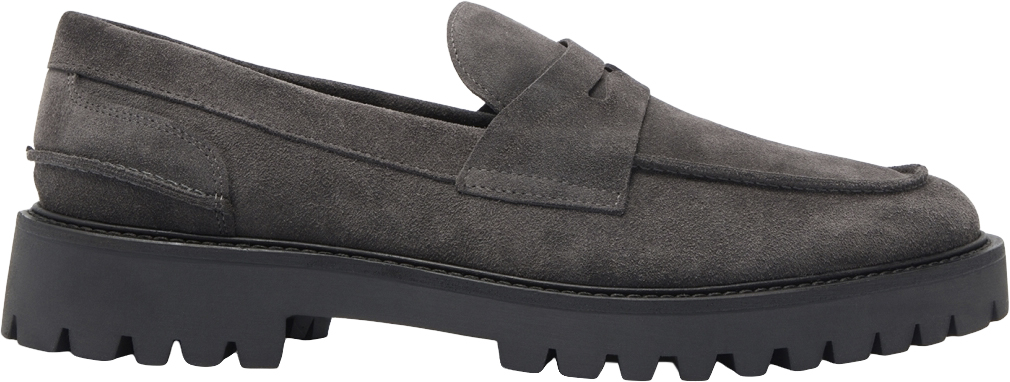 Aaron Penny Loafer Charcoal Suede
