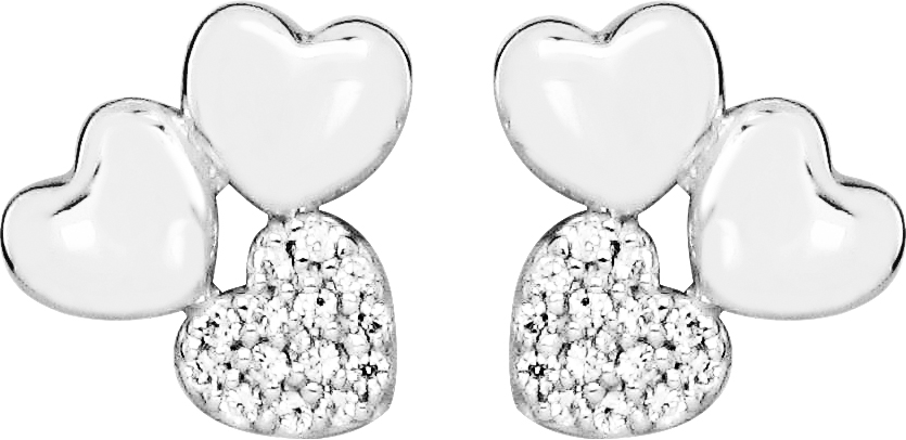 Trio Heart Ørestikker Sølv